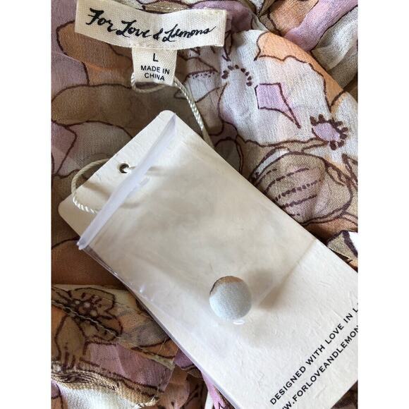 For Love and Lemons Mauritza Dress Sheer Floral Print Bell Sleeve Mini NWT Large - Picture 7 of 9